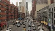 Urban Big City Buildings Street Aerial Crane Dolly Moving Shot Stock Footage