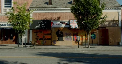 Urban Boarded Up Protest 1 Video stock 131915080