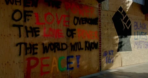 Urban Boarded Up Protest 2 Video stock 131915055