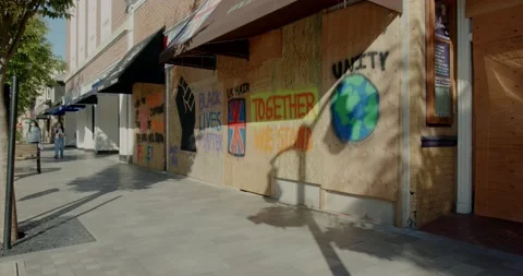 Urban Boarded Up Protest 7 Video stock 131916749