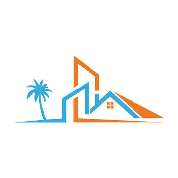 Urban building construction logo icon symbol, house, apartment, city view Free V Ilustración de archivo
