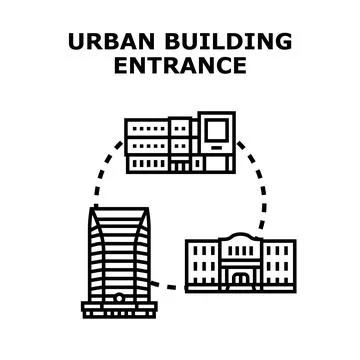 Urban building entrances concept vector illustration Ilustração Stock