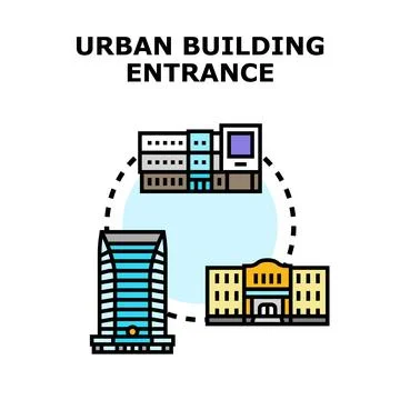 Urban building entrances concept vector illustration Ilustração Stock