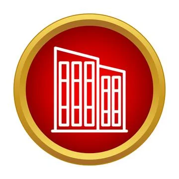 Urban building icon vector on red background Stock Illustration