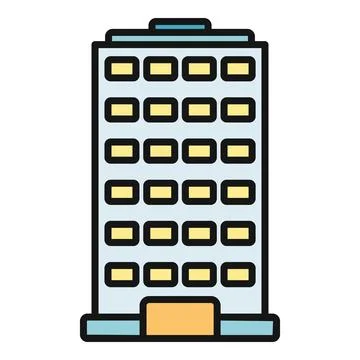 Urban building with multiple office or apartment windows Ilustración de archivo