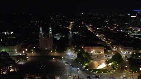 Urban calm settles over Ottawa at dusk filmed natively in 4K Video stock 324831789