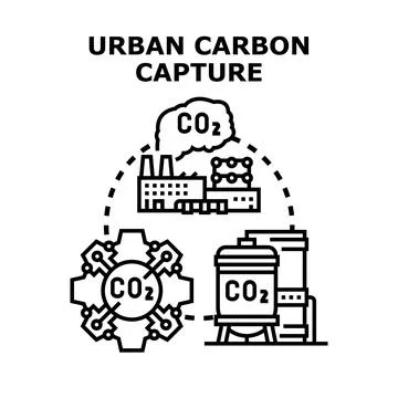 Urban carbon capture technology decreasing environmental pollution Stock Illustration