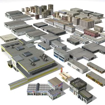 Urban city buildings 3D Model