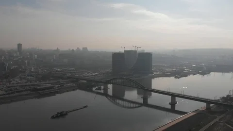 Urban city drone panorama Stock Footage