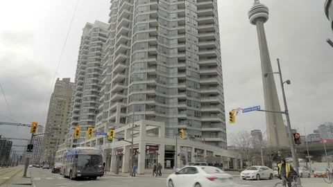 Urban City Intersection in Toronto Stock Footage 106096487