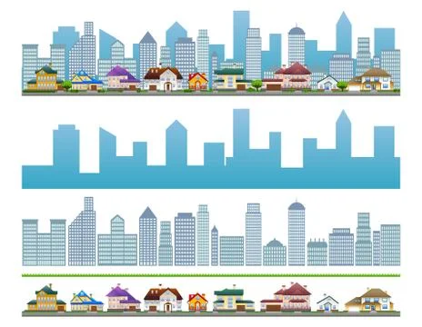 Urban cityscape set Stock Illustration