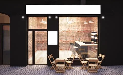 Urban coffee store front Stock Illustration