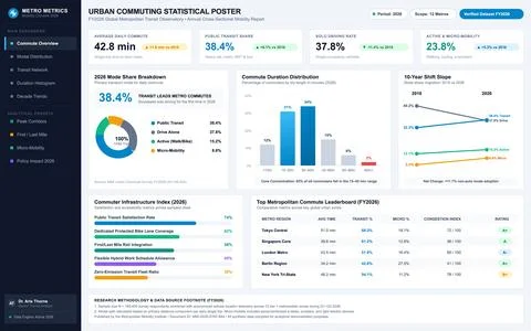 Urban Commuting Statistical Dashboard with Transportation Data and Analytics Stock Illustration