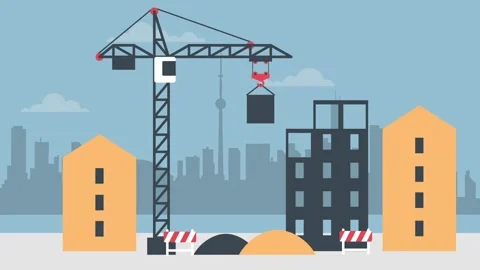 Urban Construction Scene Featuring Crane, Buildings, and City Skyline in a .. 스톡 동영상 341920032