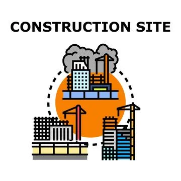 Urban construction site developing new city district Stock Illustration