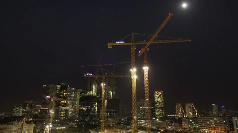 Urban construction time lapse night Vídeos de archivo 52613530