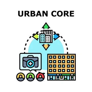 Urban core city planning development concept Ilustração Stock