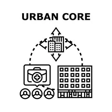 Urban core city planning development concept Stock Illustration