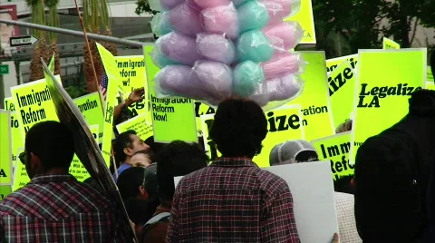 Urban Crowd for Workers Rights Stock Footage 375848