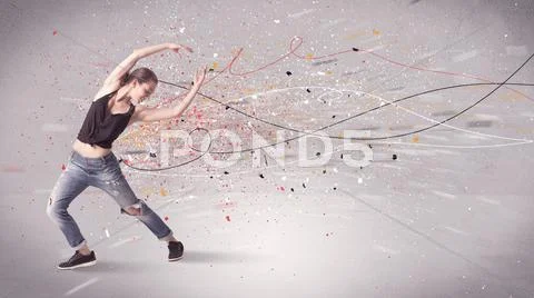 Urban dancing with lines and splatter Stock Photos