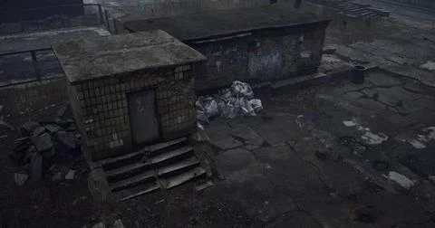 Urban decay captured in a desolate location with debris and neglect Stock Illustration