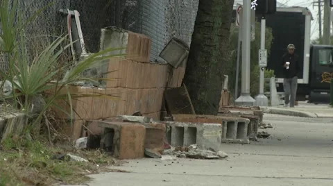 Urban Decay- Collapsed Wall Stock Footage 47576420