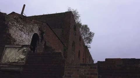 Urban decay run down abandoned brick building Stock Footage 43114316