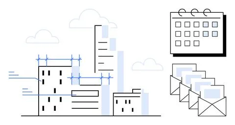 Urban Development and Project Planning with Calendar and Communication イラスト素材