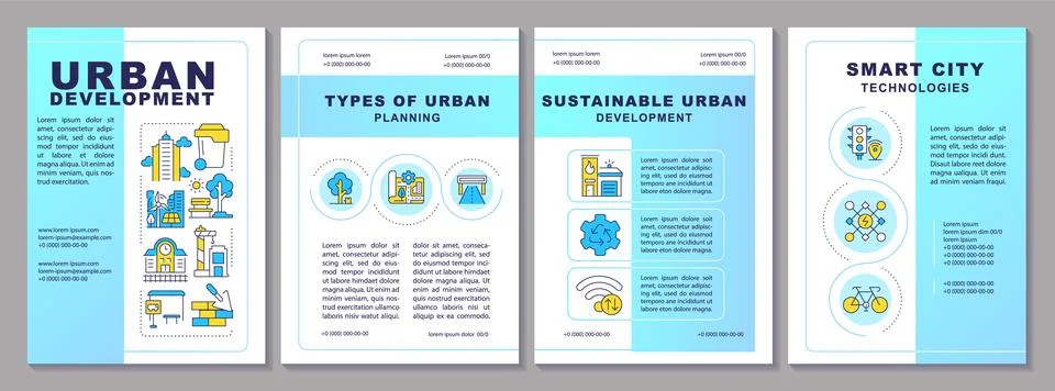 Urban development blue brochure layout Stock Illustration