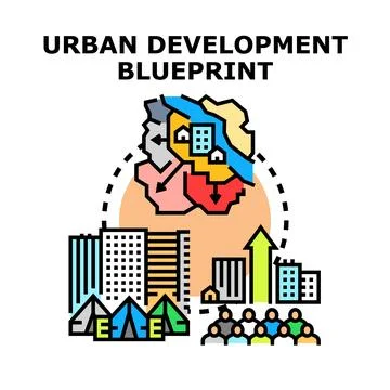 Urban development blueprint concept for city planning Ilustración de archivo