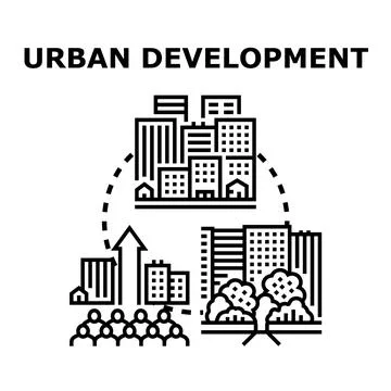 Urban development concept with city planning and community Illustrazione stock