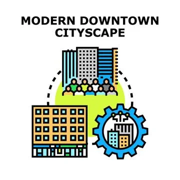 Urban development connecting community and smart city infrastructure Stock Illustration