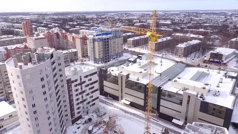 Urban development. construction of a residential complex, aerial view Stock Footage 72666071