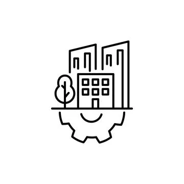Urban development icon, simple flat style, illustration, logo sign symbol 스톡 일러스트