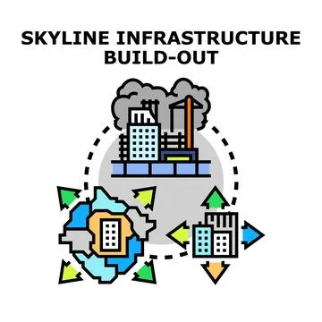 Urban development improving city infrastructure build out Stock Illustration