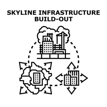 Urban development improving city infrastructure build out Stock Illustration