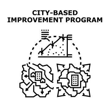 Urban development improving city infrastructure program concept Stock Illustration