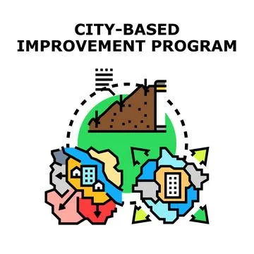 Urban development improving city infrastructure program concept Stock Illustration