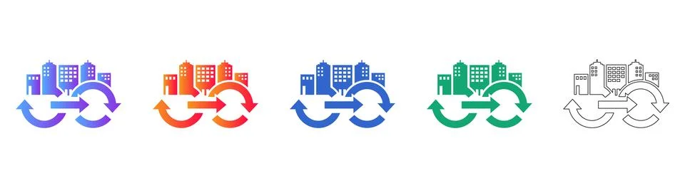 Urban Development Loop Vector Icon Set Stock Illustration