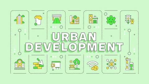 Urban development mint green word concept Stock Illustration