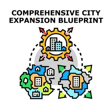 Urban development planning expanding blueprint concept Illustrazione stock