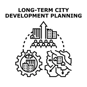 Urban development planning for long term city growth Stock Illustration