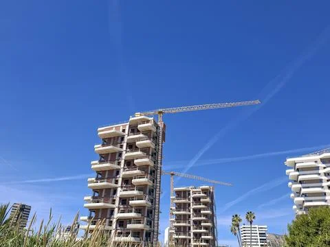 Urban development process of high rise apartments in a coastal town with co.. Stock Photos