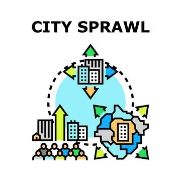 Urban development sprawl expanding from growing population Stock Illustration