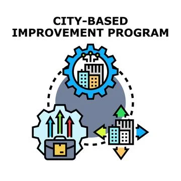 Urban development strategy improving city infrastructure and progress Illustrazione stock
