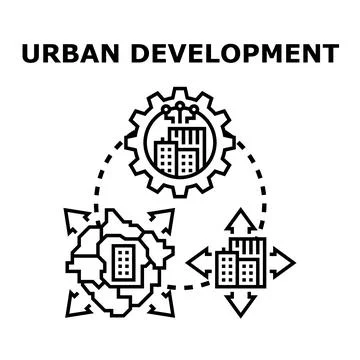 Urban development strategy planning and city growth concept Stock Illustration