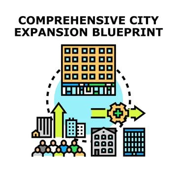 Urban development strategy planning future city growth Stock Illustration