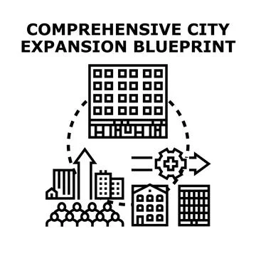 Urban development strategy planning future city growth Stock Illustration