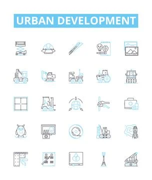 Urban development vector line icons set. Urban, Development, Cities Stock Illustration