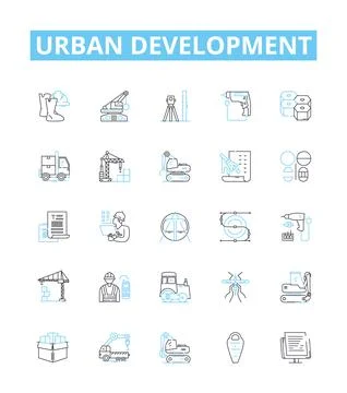 Urban development vector line icons set. Urban, Development, Cities Stock Illustration